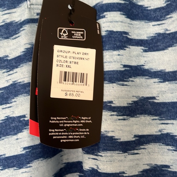 🎁 Greg Norman Play Dry Performance Fabric Golf Polo - Light Blue/Dark Blue - Picture 4 of 6